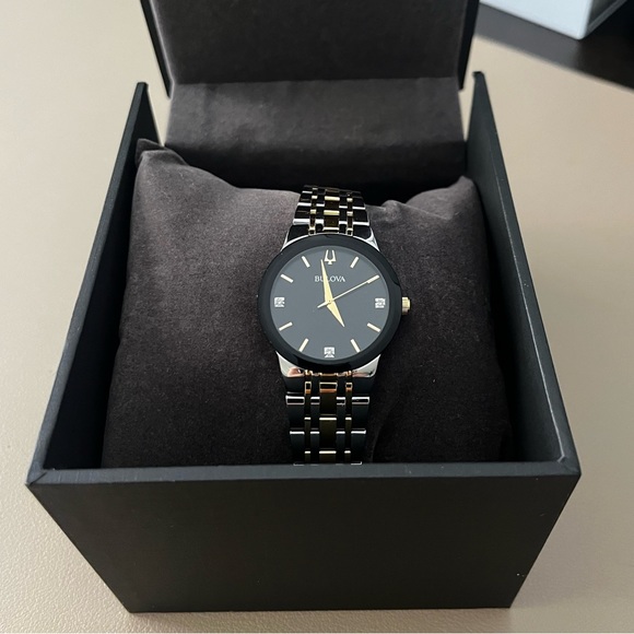 Bulova Futuro Diamond Two-Tone Black Dial Watch - Picture 3 of 5